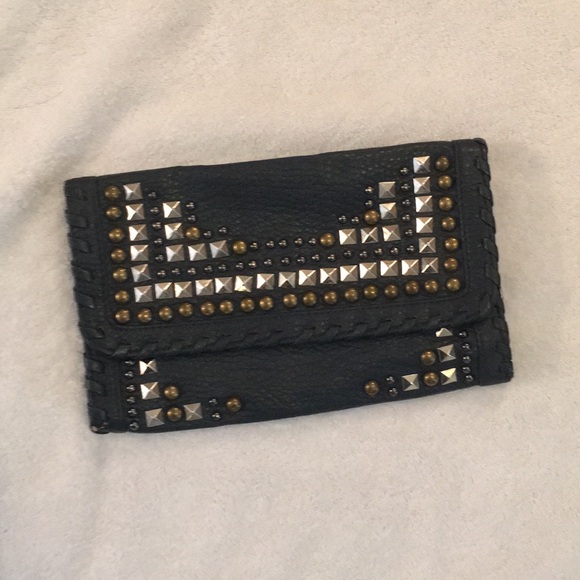 Navy Blue Leather Clutch - Picture 1 of 3